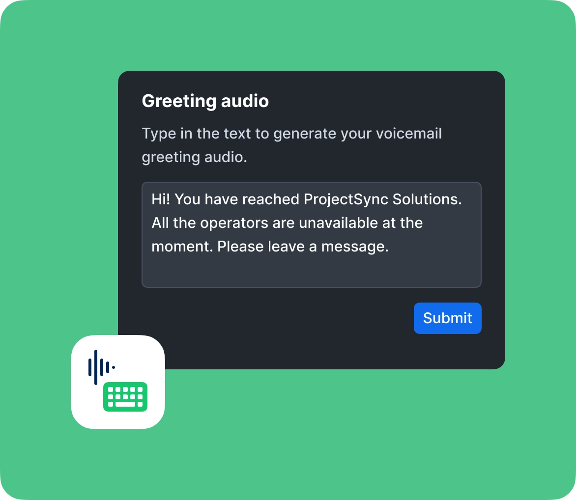 Greeting audio in DialLink