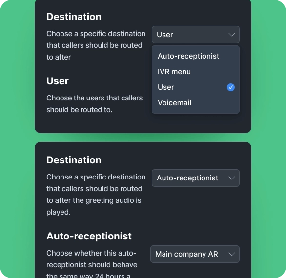 Flexible phone call routing options